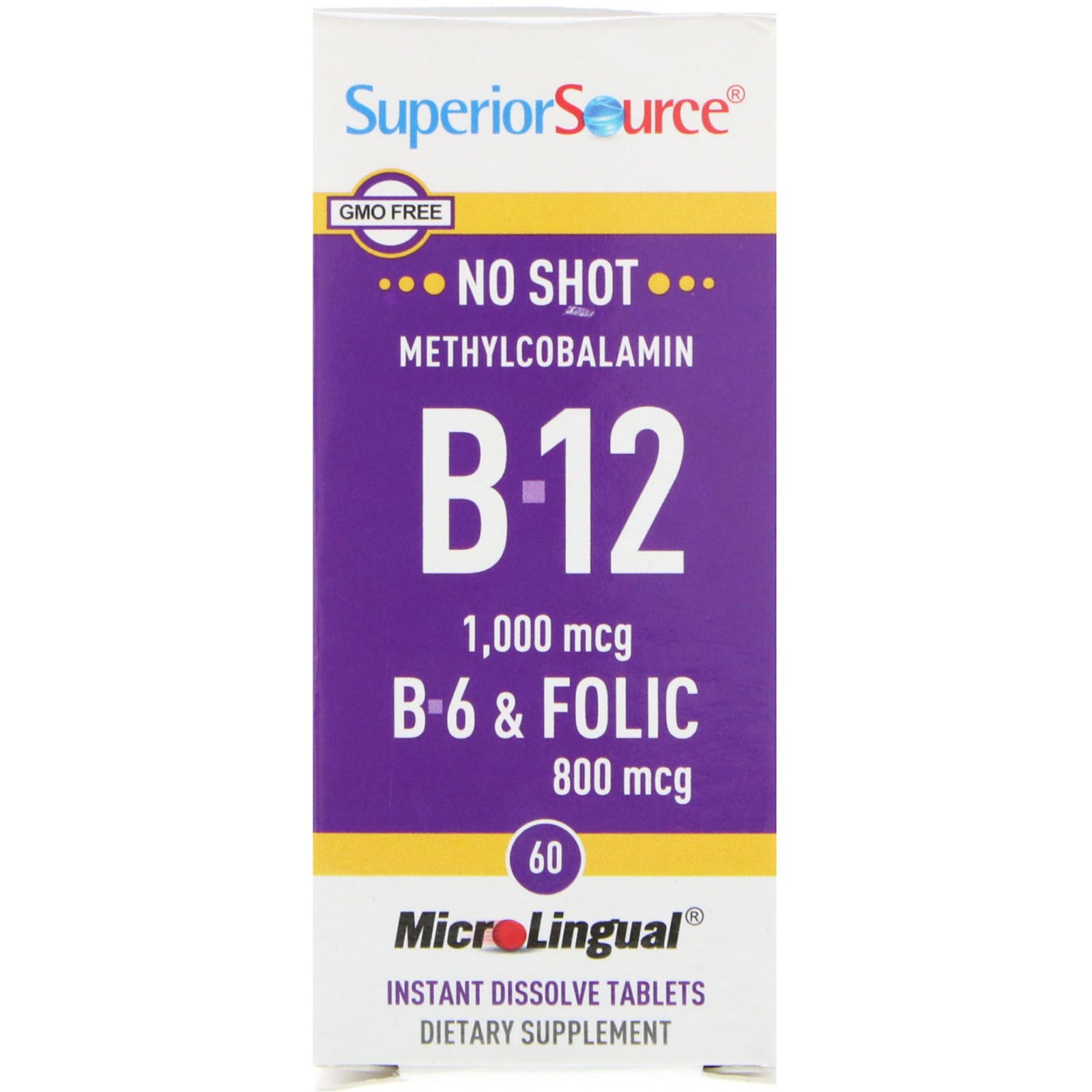 Comprar Superior Source, Methylcobalamin B-12, B-6 & Folic Acid, 1,000 mg/800 mg, 60 Tablets