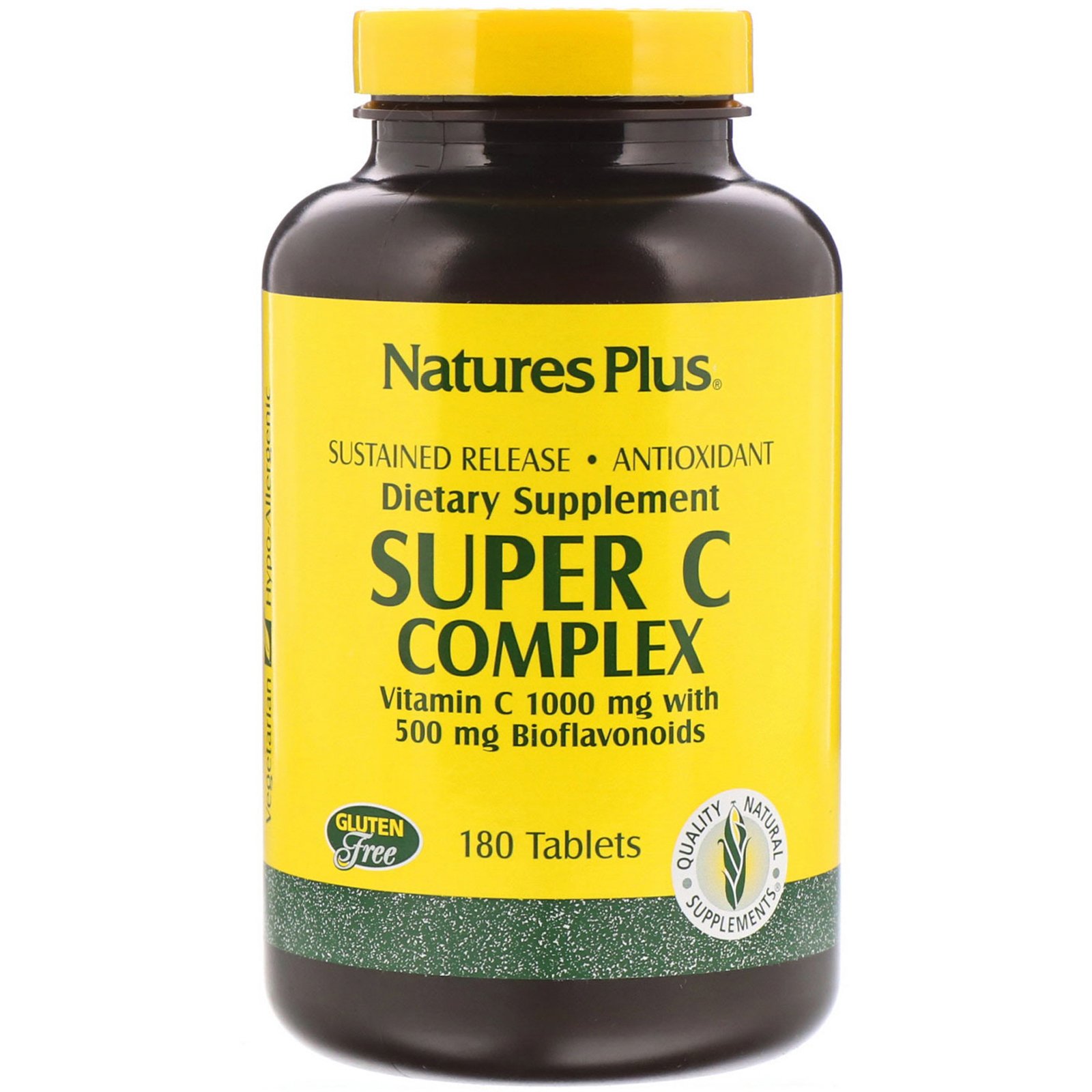 Comprar Nature's Plus, Complexo Super C, Vitamina C 1000 mg com 500 mg de Bioflavonóides, 180 Comprimidos