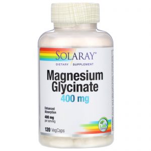 Comprar Solaray, Glicinato de Magnésio, 400 mg, 120 Cápsulas Vegetais