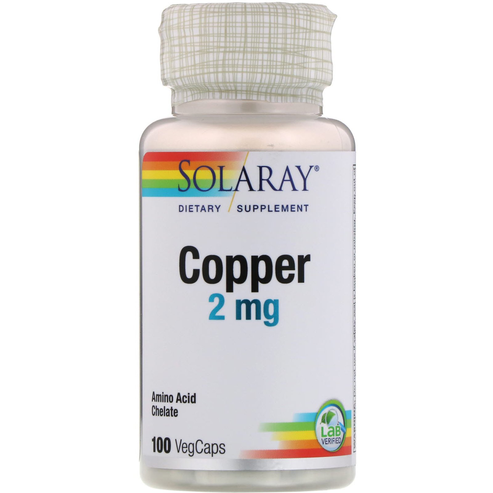 Comprar Solaray, Copper, 2 mg, 100 VegCaps