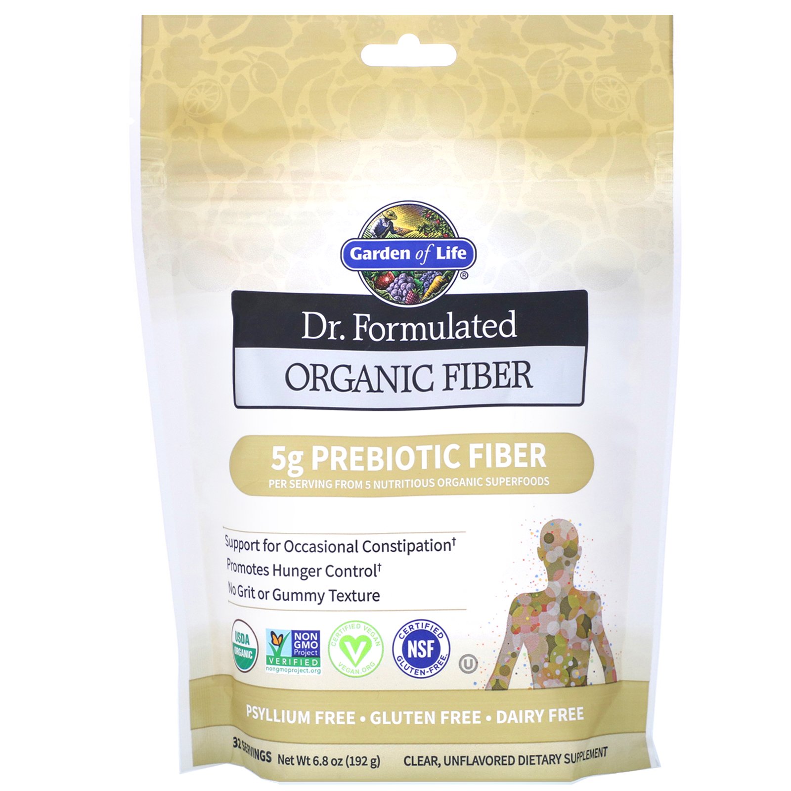 Comprar Garden of Life, Dr. Formulated, Organic Fiber, Clear, Unflavored, 6.8 oz (192 g)