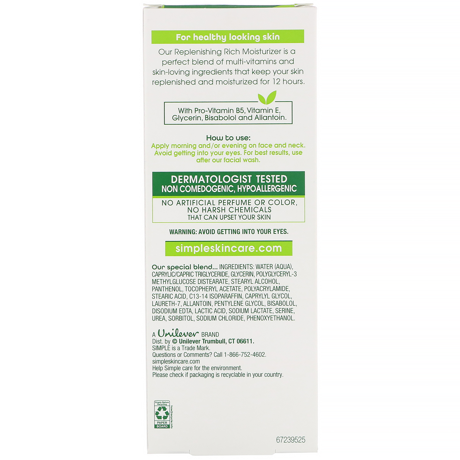 Comprar Simple Skincare, Hidratante Nutritivo para Regeneração da Pele, 4.2 fl oz (124 ml) - Imagem 3