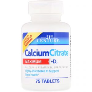 Comprar 21st Century, Calcium Citrate Maximum + D3, 75 Tablets