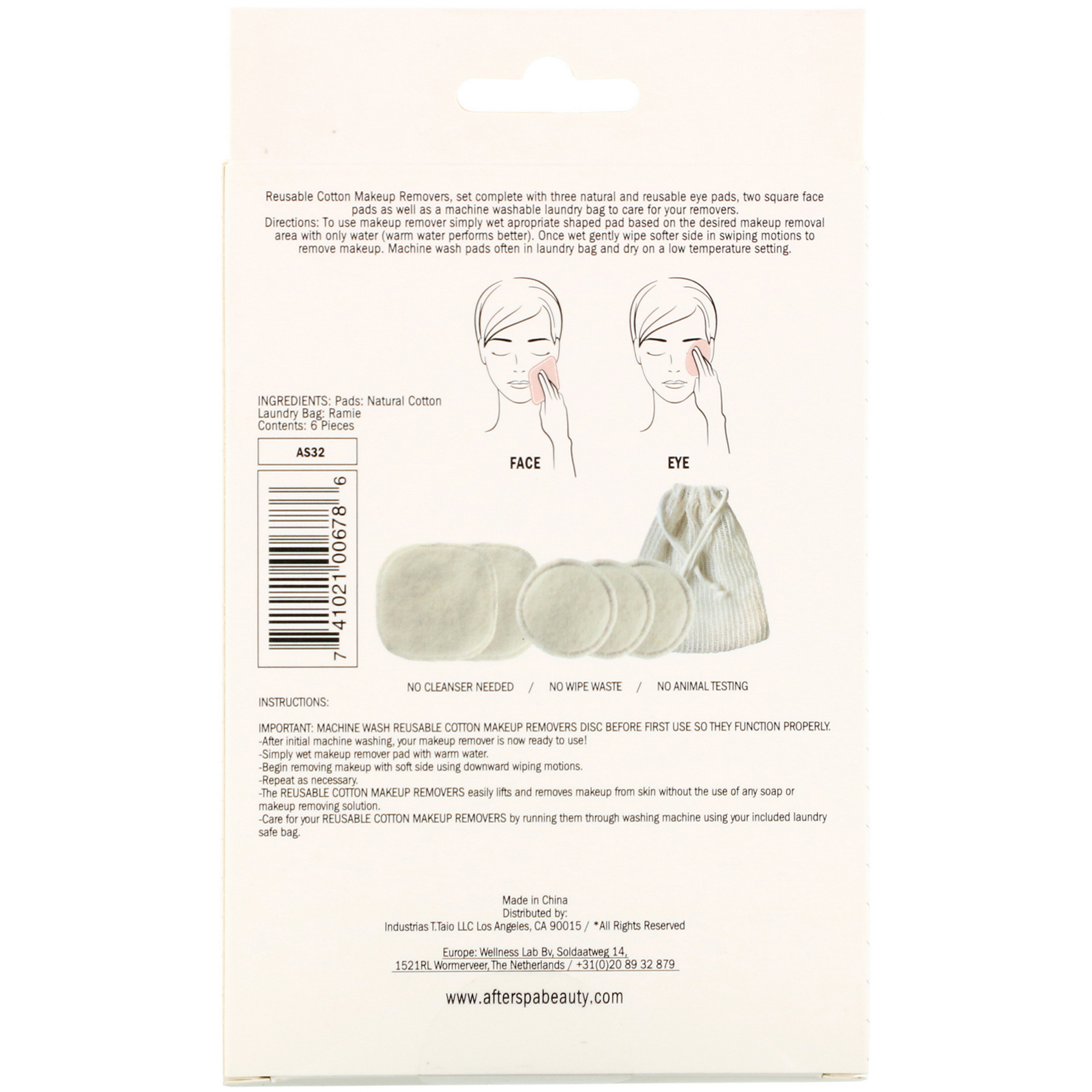 Comprar AfterSpa, Reusable Cotton Make Up Removers, 6 Piece Set - Imagem 3