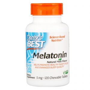 Comprar Doctor's Best, Melatonina, Sabor Natural de Menta, 5 mg, 120 Comprimidos Mastigáveis