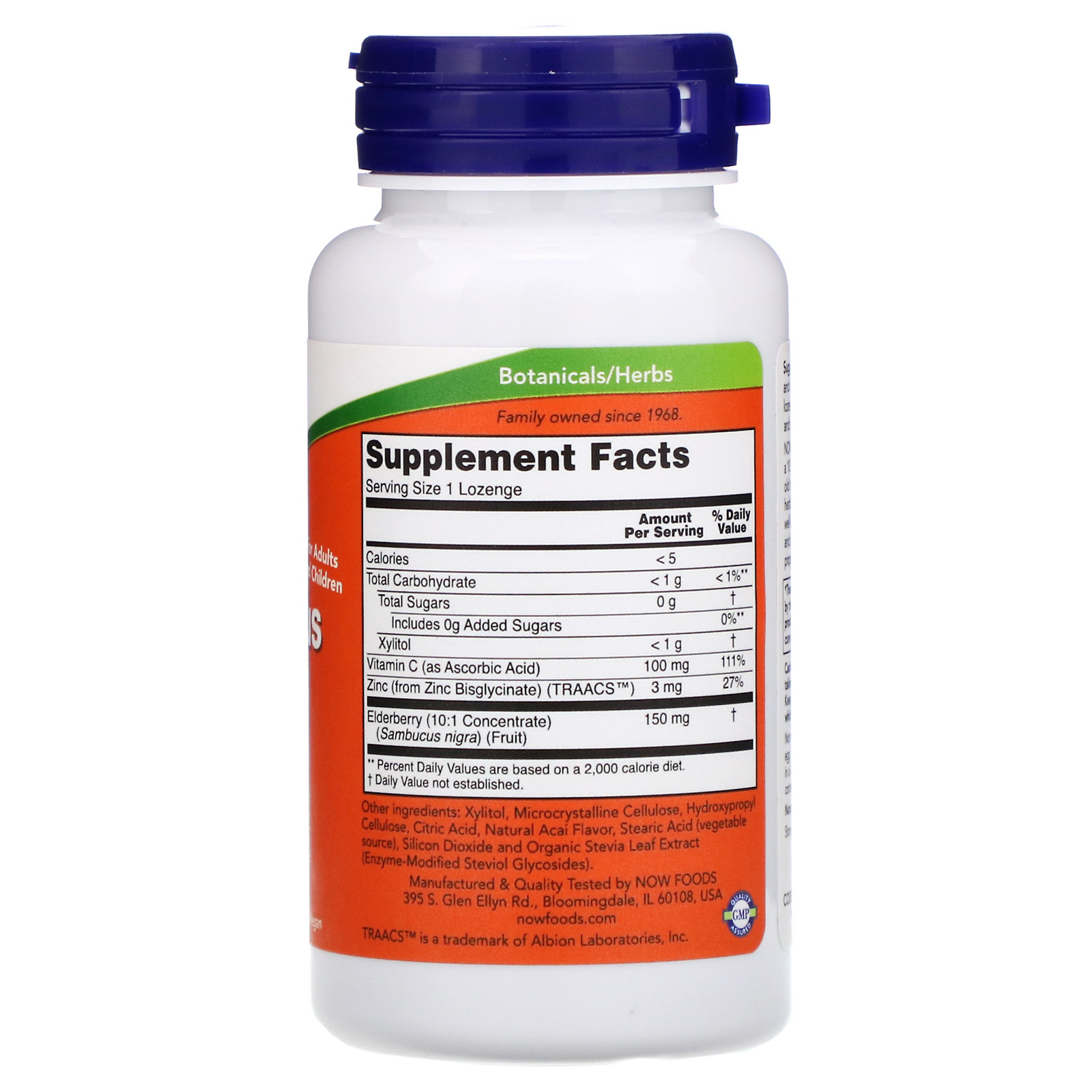 Comprar Now Foods, Sambucus Zinc-C, 60 Pastilhas - Imagem 2