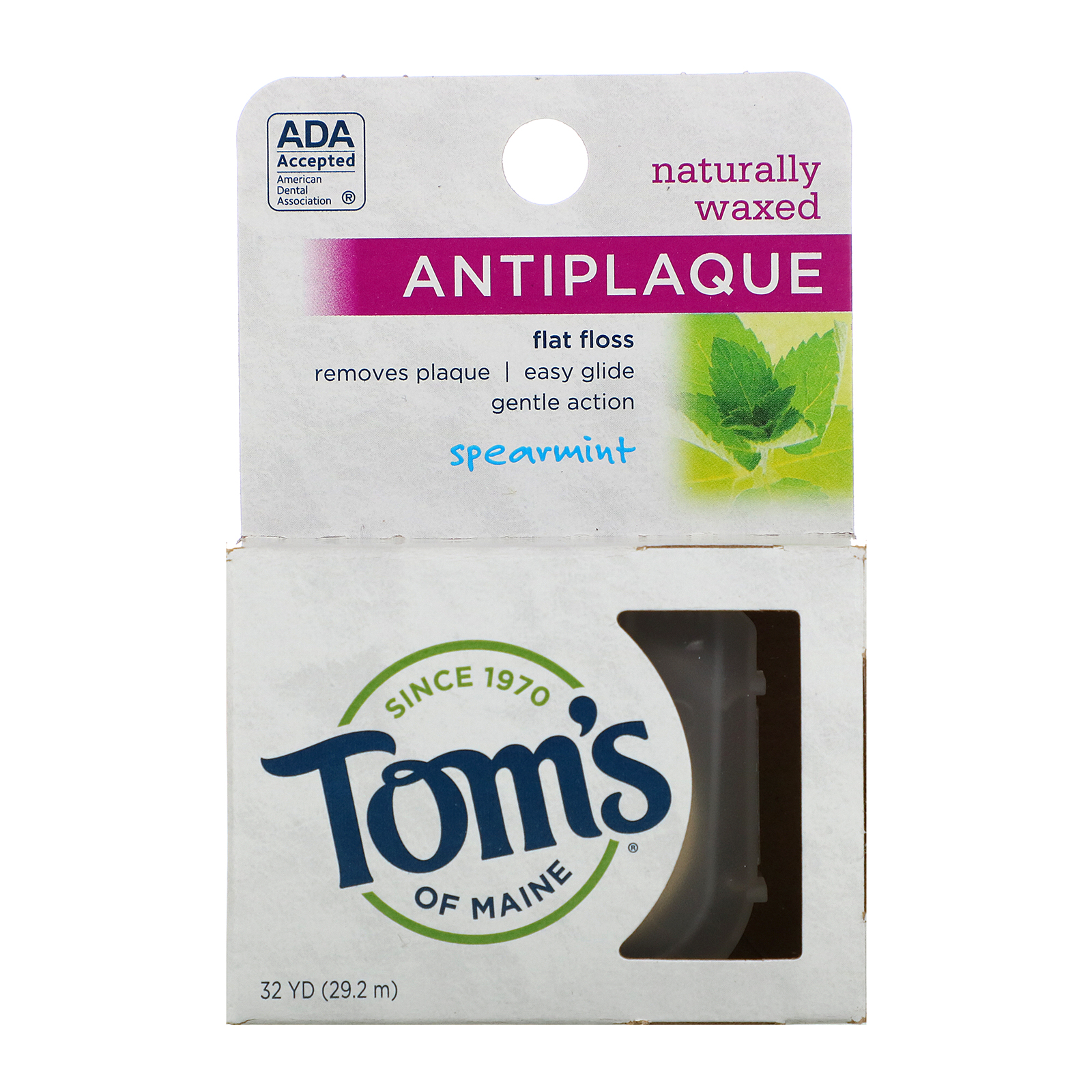 Comprar Tom's of Maine, Naturally Waxed Antiplaque Flat Floss, Spearmint, 29.2 m (32 yd)