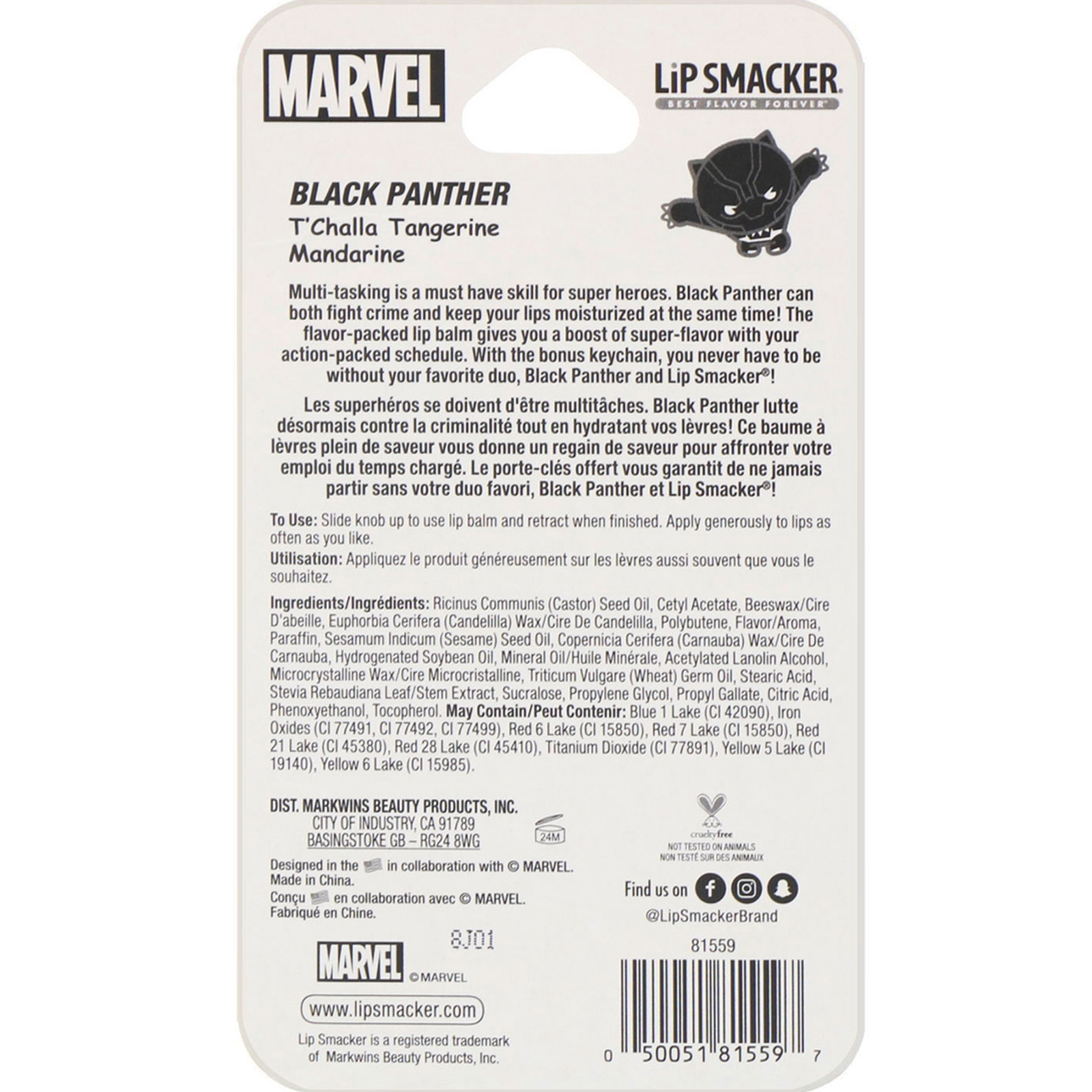 Comprar Lip Smacker, Protetor labial de super-herói da Marvel, Black Panther, T'Challa Tangerine, 0,14 oz (4 g) - Imagem 2