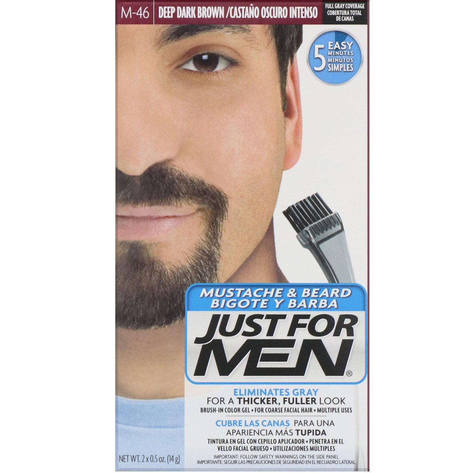 Comprar Just for Men, Bigode e barba, gel de coloração com pincel, Deep Dark Brown M-46, 2 de 14 g