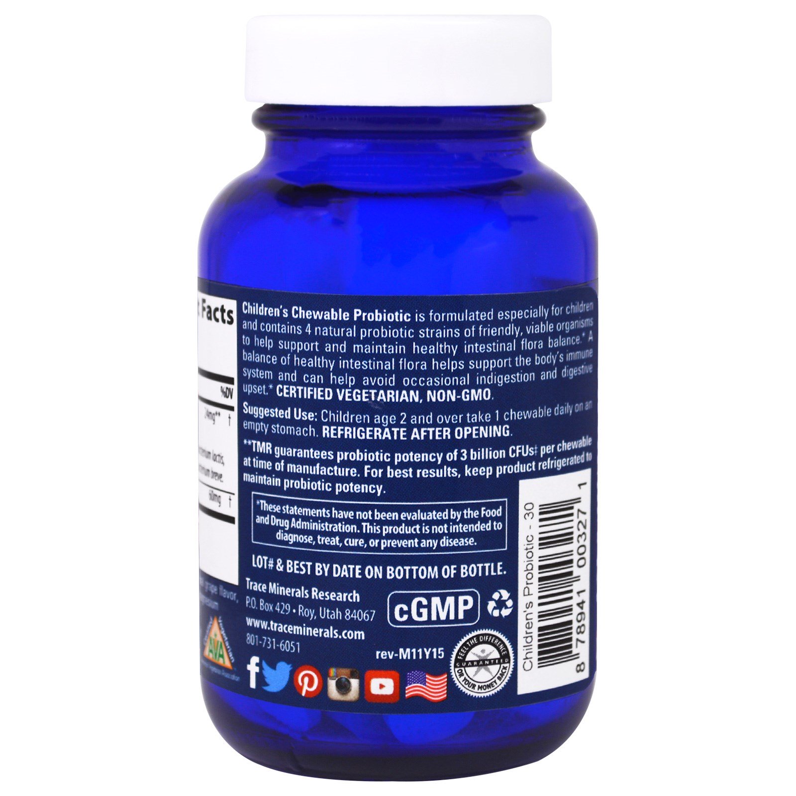 Comprar Trace Minerals Research, Probiótico Mastigável Infantil, Uva Concord, 30 Mastigáveis - Imagem 3