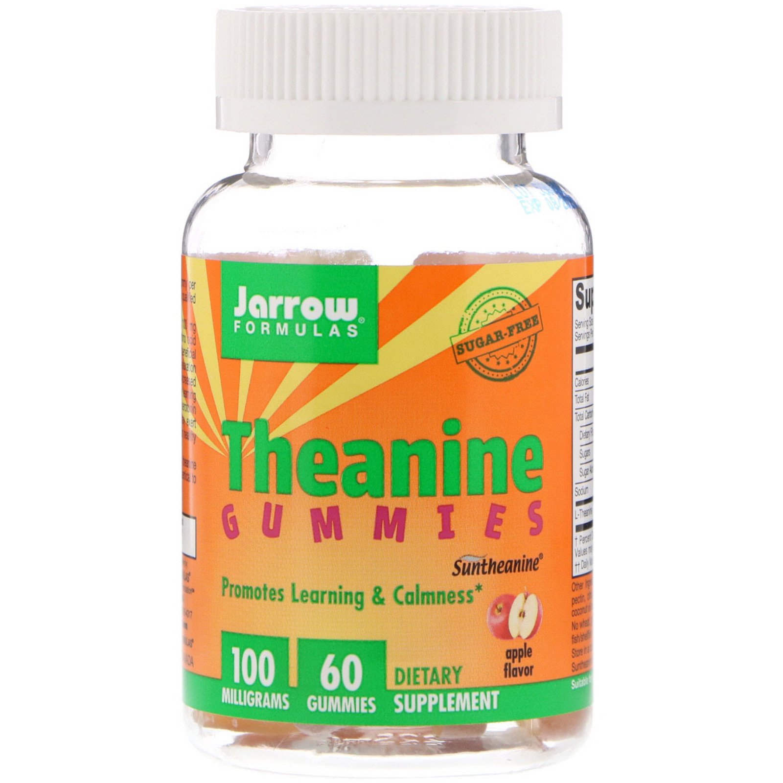 Comprar Jarrow Formulas, Theanine Gummies, Sugar Free, Apple Flavor, 100 mg, 60 Gummies