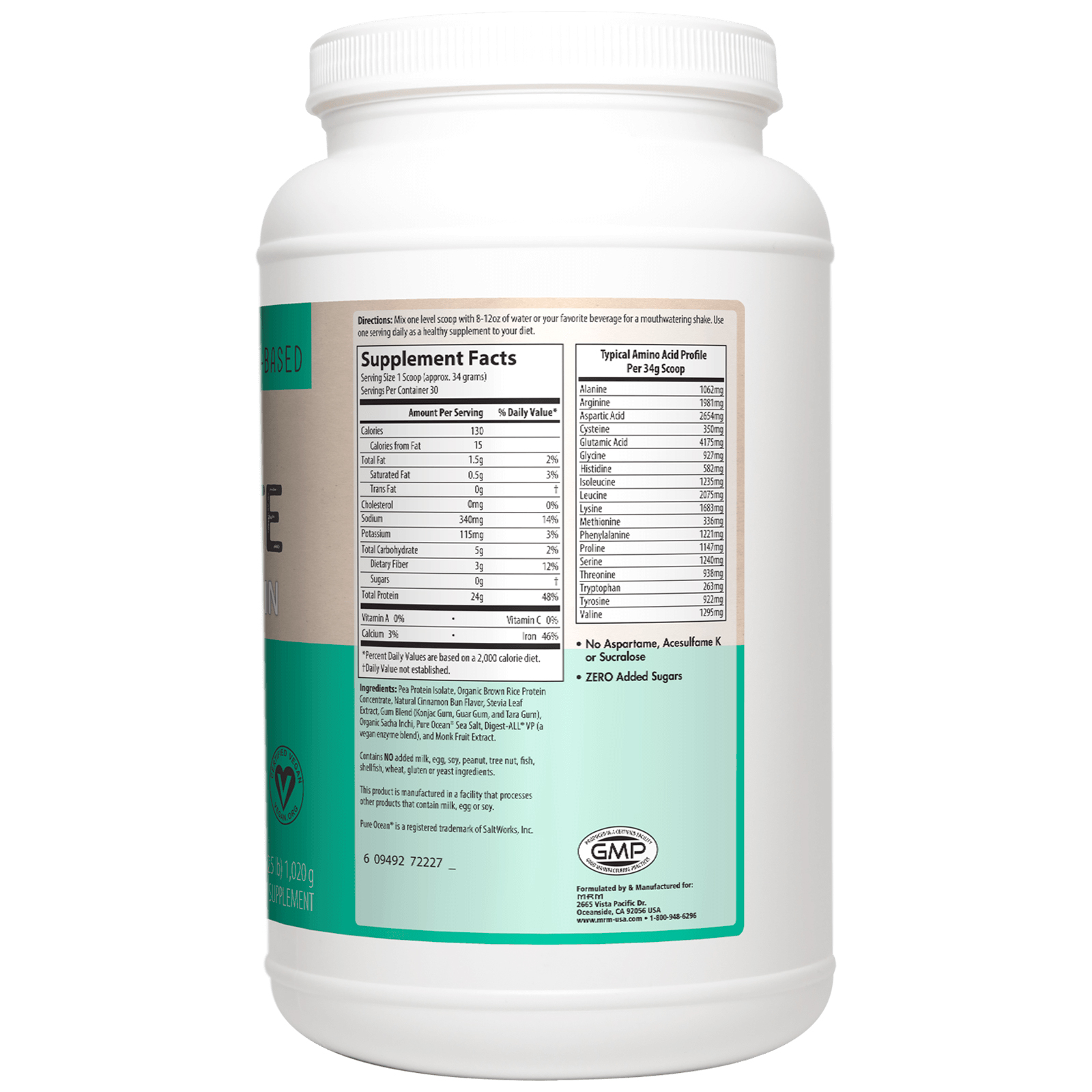 Comprar MRM, Smooth Veggie Elite, Performance Protein, Pão de Canela, 1.020 g (2,25 lbs) - Imagem 2