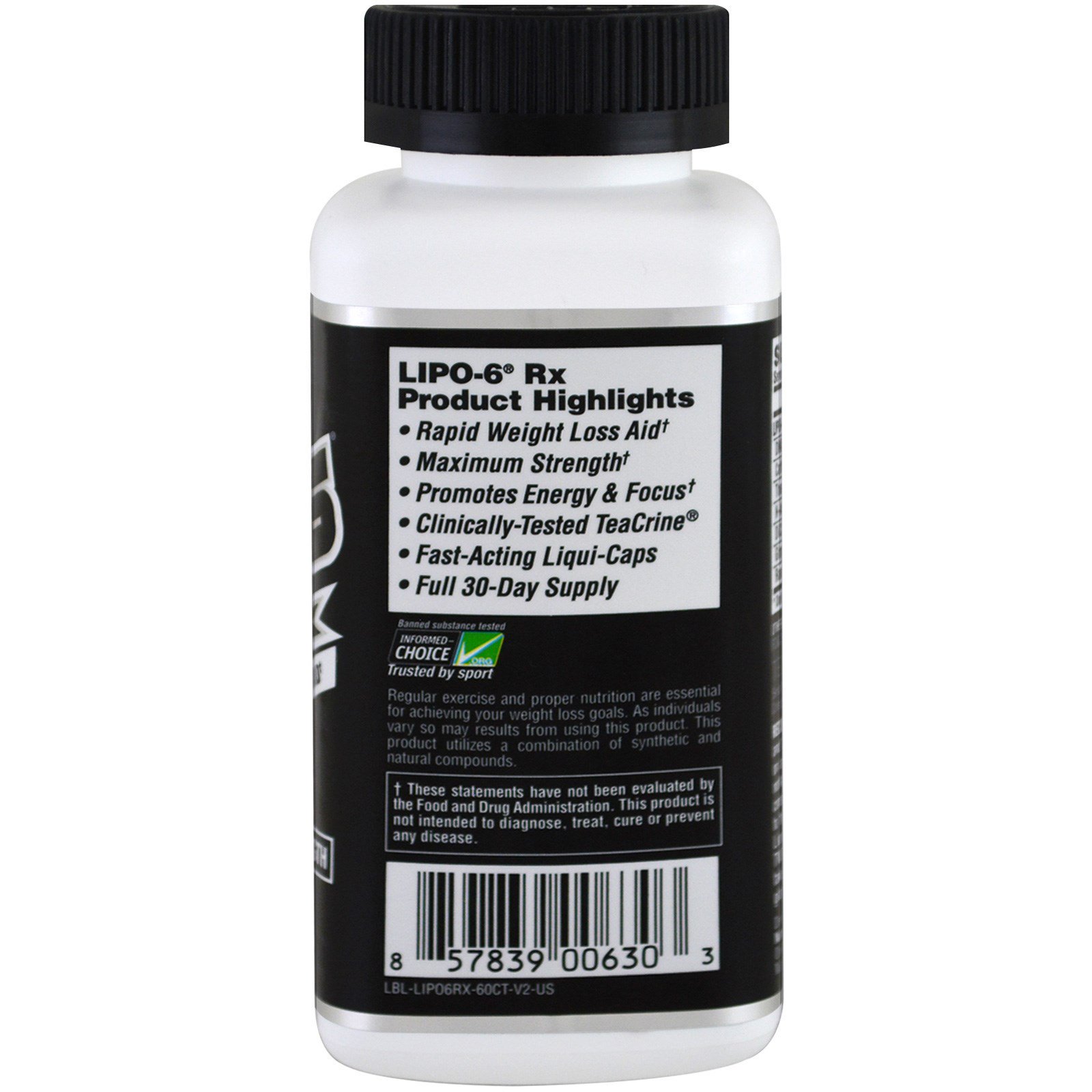 Comprar Nutrex Research, LIPO-6 Rx, Rapid Weight Loss Aid, Maximum Strength, 60 Liqui-Caps - Imagem 3
