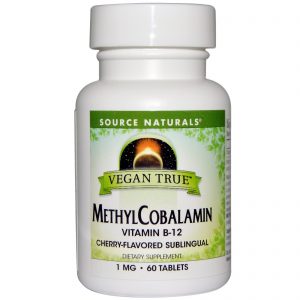 Comprar Source Naturals, Vegan True, Metilcobalamina, Sabor Cereja, 1 mg, 60 Comprimidos Sublinguais