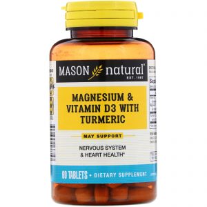 Comprar Mason Natural, Magnésio e Vitamina D3 com cúrcuma, 60 comprimidos