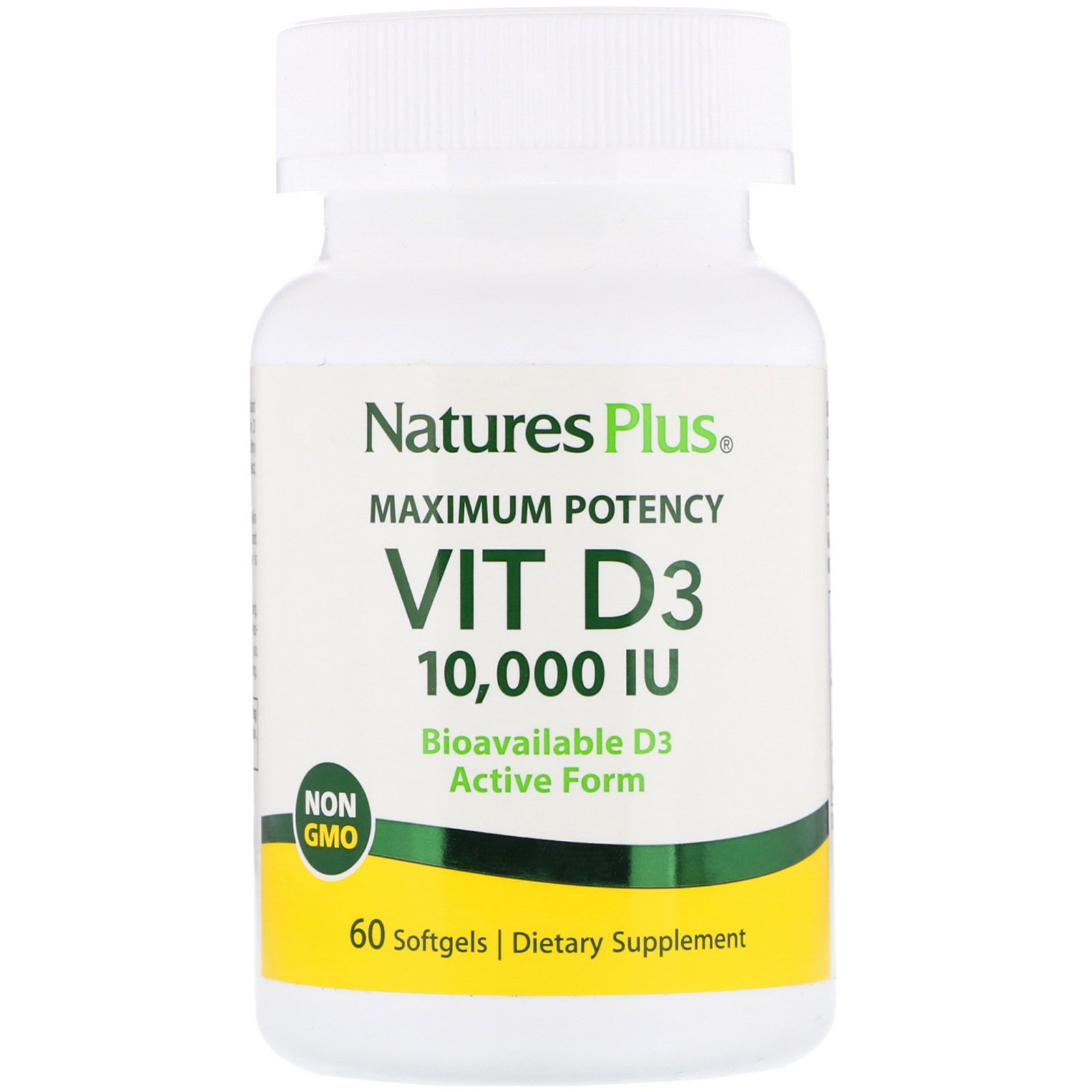 Comprar Nature's Plus, Potência Máxima, Vit D3, 10.000 IU, 60 Softgéis