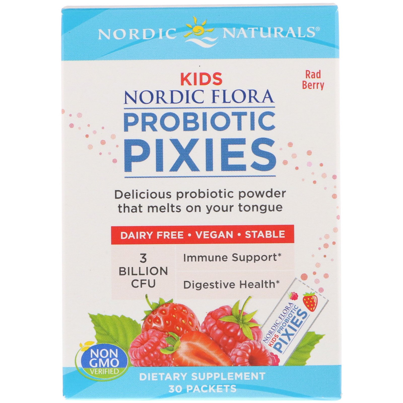 Comprar Nordic Naturals, Nordic Flora Kids, Probiótico Pixies, Cereja Radical, 3 Bilhões de UFCs, 30 Pacotinhos