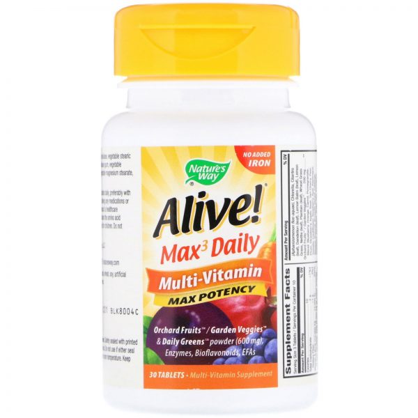 Comprar Nature's Way, Alive! Max3 Diário, Multi-Vitaminas, sem adição de ferro, 30 comprimidos - Imagem 4