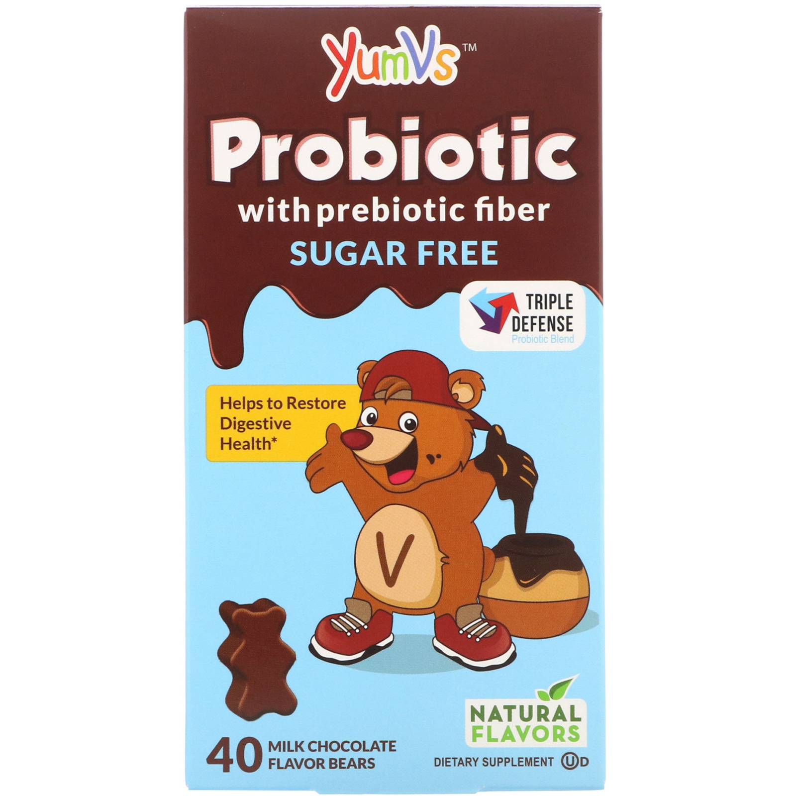 Comprar YumV's, Probiótico com Fibra Prebiótica, Chocolate ao Leite, Sem Açúcar, 40 Ursinhos Mastigáveis