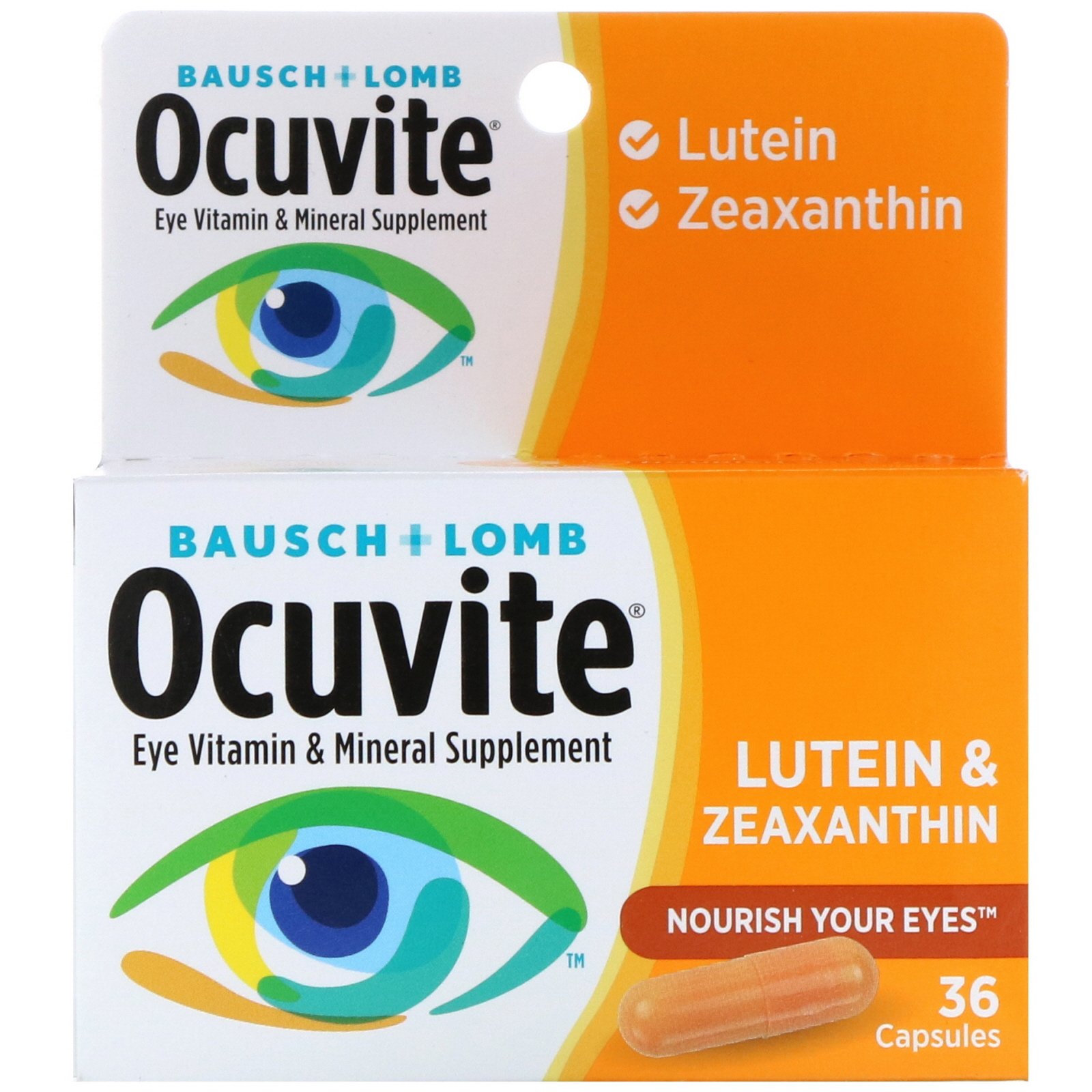 Comprar Bausch & Lomb, Ocuvite, Lutein & Zeaxanthin, 36 Capsules