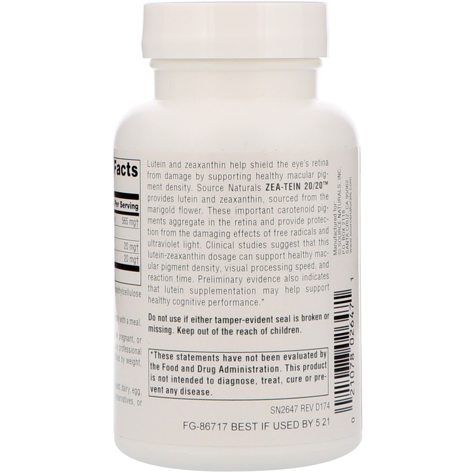 Comprar Source Naturals, Zea-Tein 20/20, 60 cápsulas vegetarianas - Imagem 3