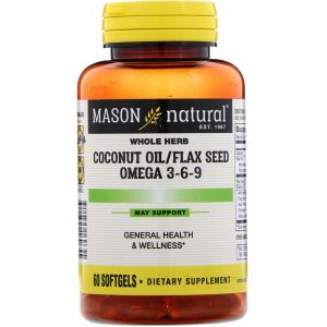Comprar Mason Natural, Coconut Oil/Flax Seed Omega 3-6-9, 60 Softgels