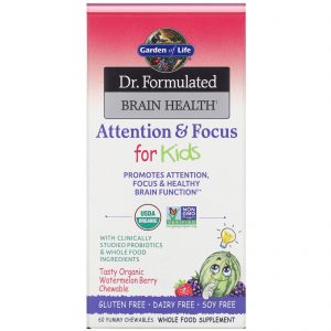 Comprar Garden of Life, Dr. Formulated Brain Health, Atenção e Concentração para Crianças, Melancia, 60 Deliciosos Mastigáveis