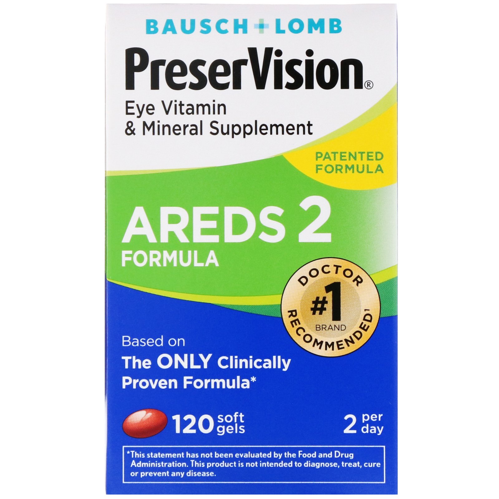 Comprar Bausch & Lomb, PreserVision, Fórmula AREDS 2, Vitamina para a visão e Suplemento Mineral, 120 Softgels