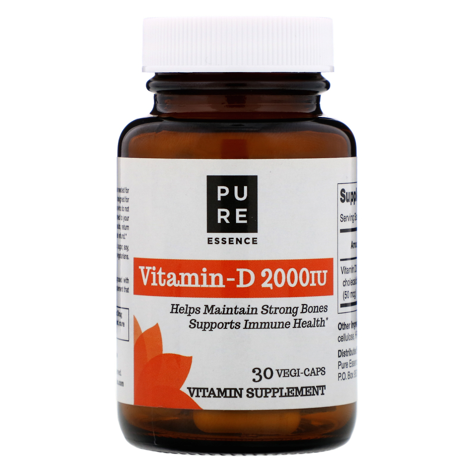 Comprar Pure Essence, Vitamin-D, 2,000 IU, 30 Vegi-Caps