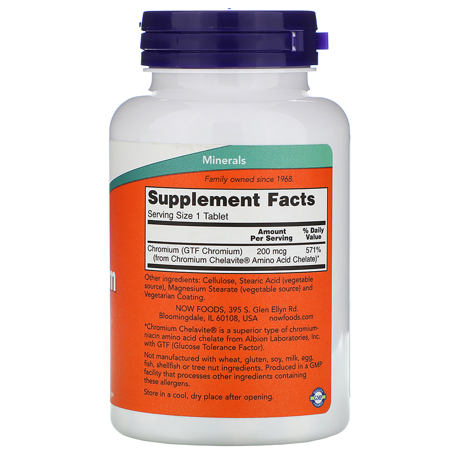 Comprar Now Foods, GTF Chromium, 200 mcg, 250 Comprimidos - Imagem 2