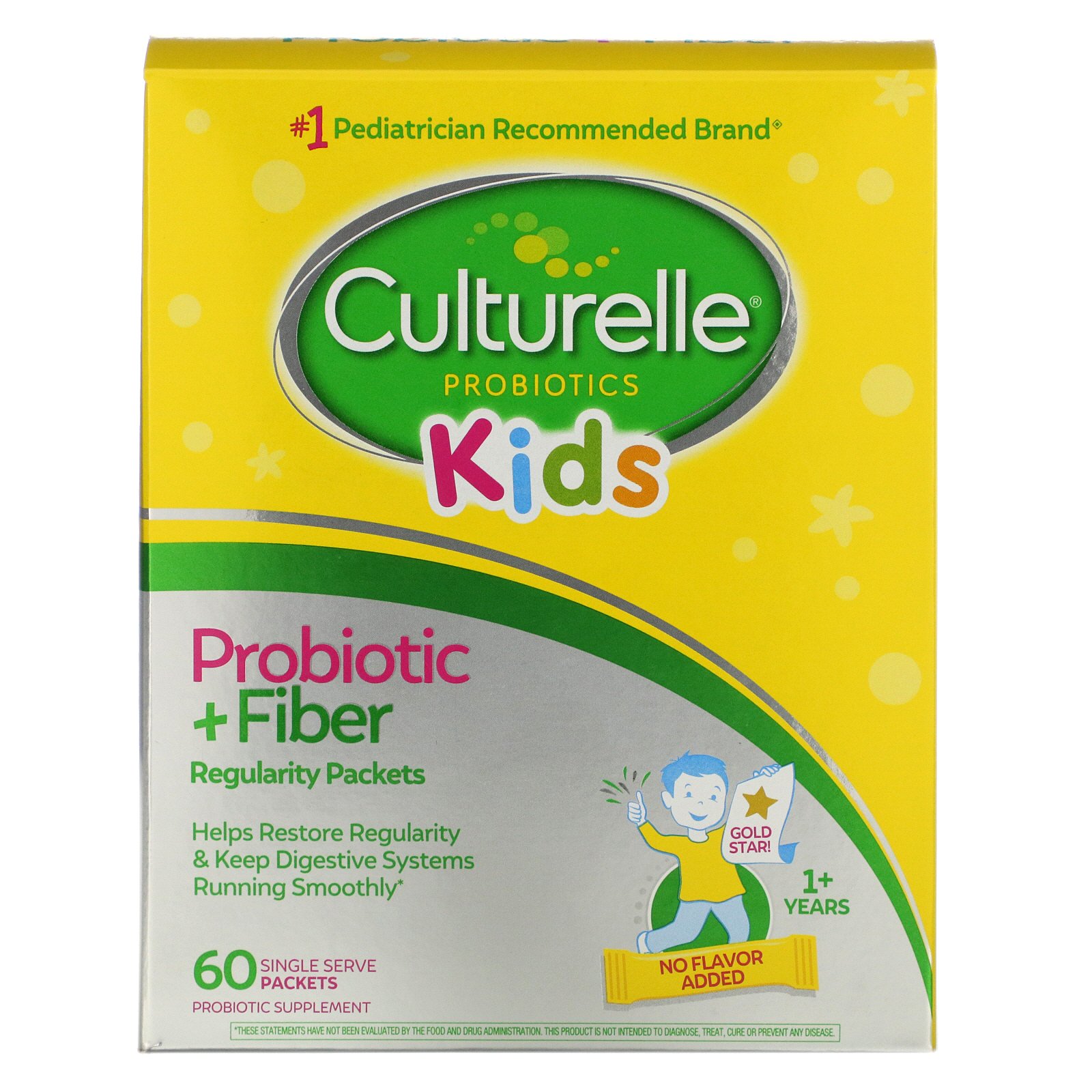 Comprar Culturelle, Kids, Regularity Probiotic + Fiber, 1+ Years, Unflavored, 60 Single Serve Packets