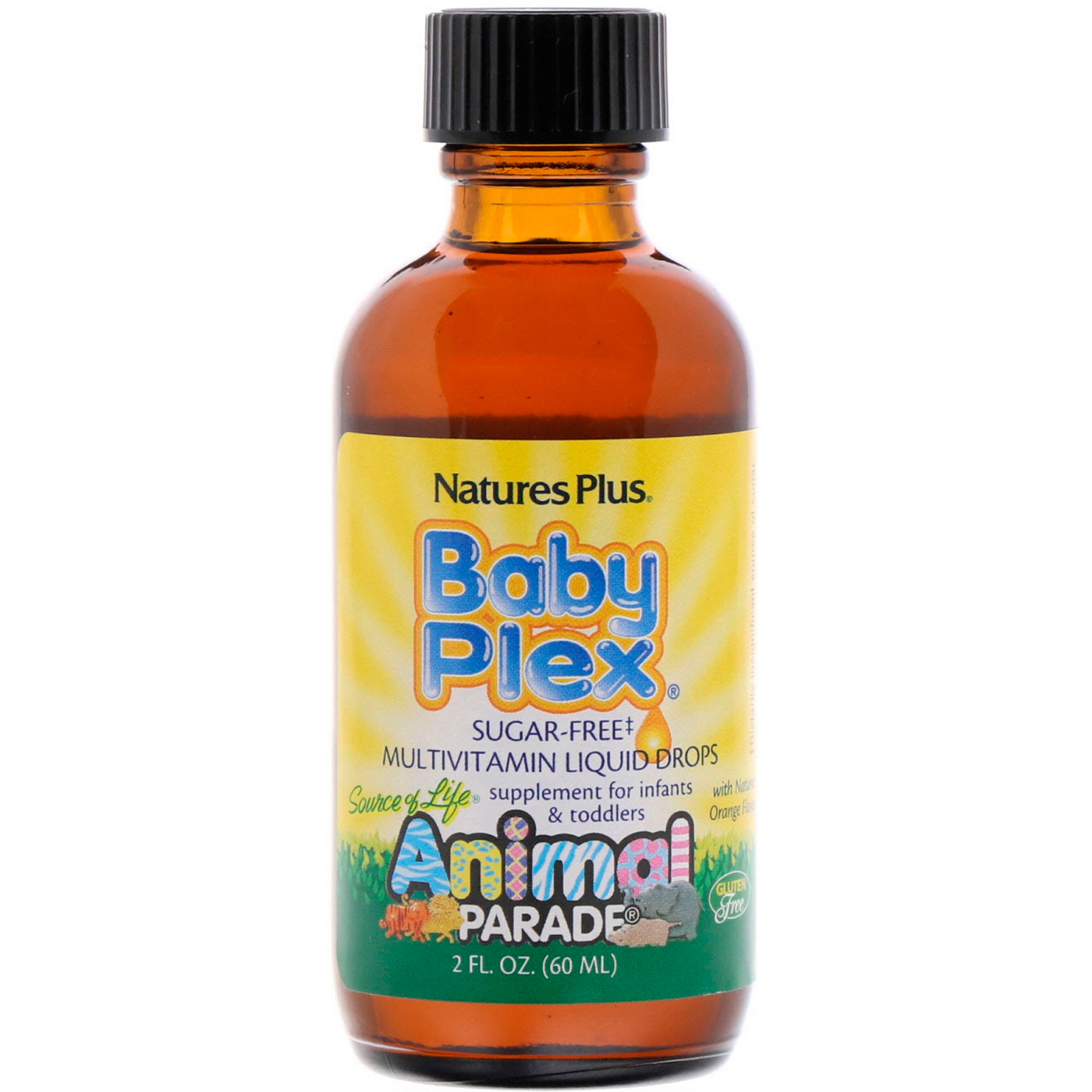 Comprar Nature's Plus, Source of Life, Animal Parade, Baby Plex, Gotas Líquidas de Multivitamínicos sem Açúcar, Sabor Natural de Laranja, 60 ml (2 fl oz) - Imagem 3