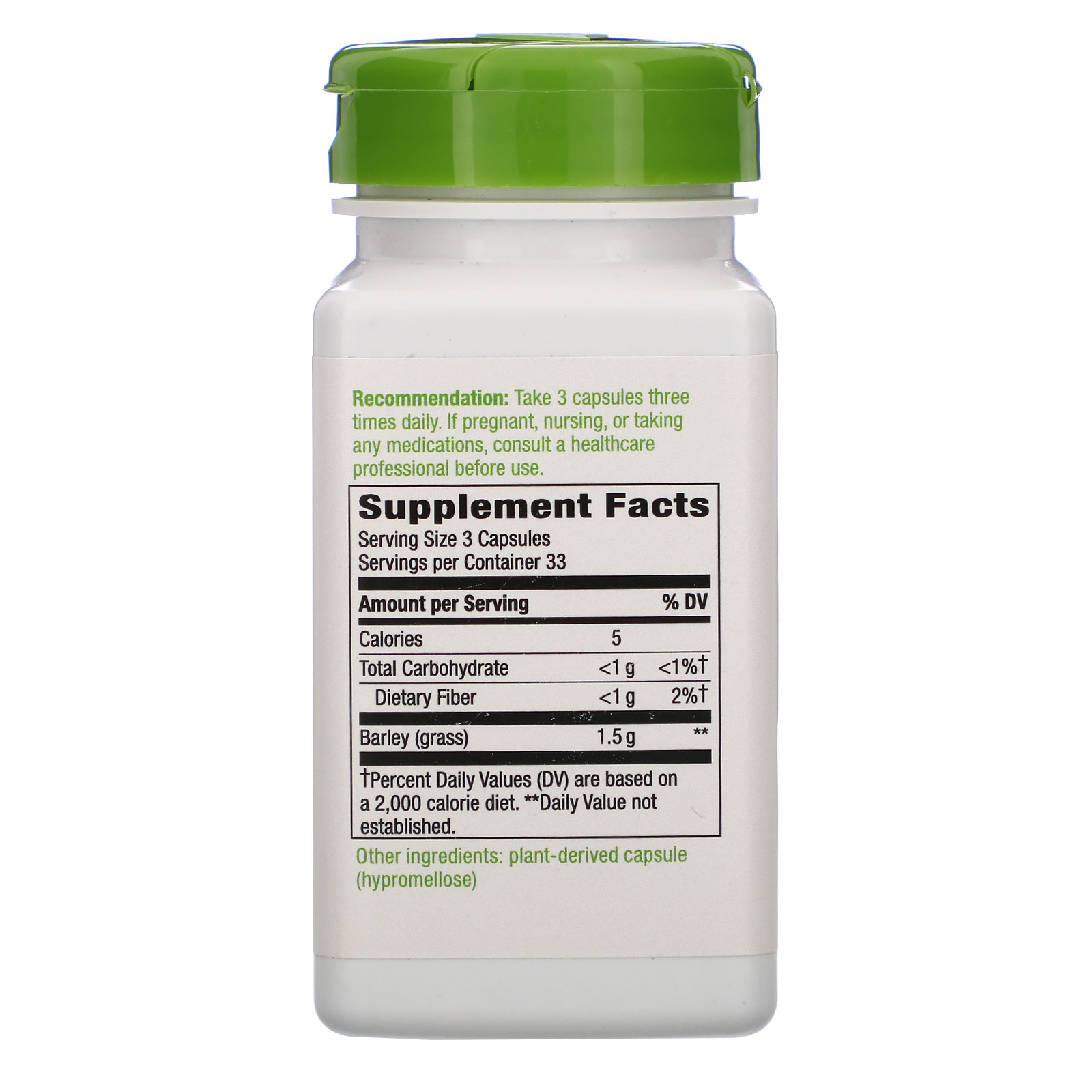 Comprar Nature's Way, Barley Grass, Young Harvest, 1,500 mg, 100 Vegan Capsules - Imagem 2