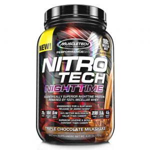 Comprar MuscleTech Nitro-Tech Nighttime Proteína, Milkshake Triple Chocolate - 2 lbs