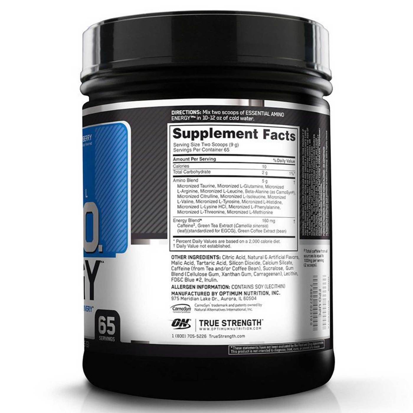 Comprar Optimum Nutrition Essential AmiNO Energia, Framboesa azul - 1.29 lbs - Imagem 2