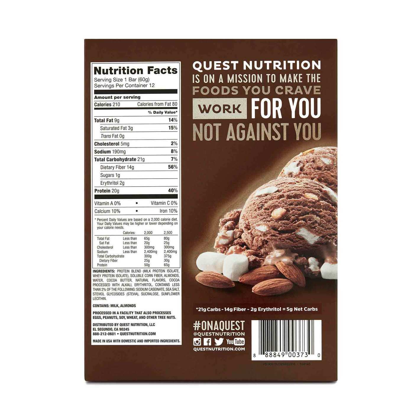 Comprar Quest Nutrition, QuestBar® Barra de Proteína, Rocky Road - 12 Barras (60 g Cada) - Imagem 3