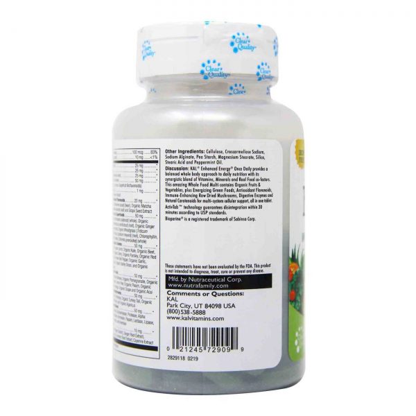 Comprar Kal, Energia Reforçada Livre de Ferro uma vez por dia, Vitamina Whole Food - 60 Vegetarian Tabletes - Imagem 4