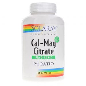 Comprar Solaray, Cal-Mag Citrate mais D-3 & K-2 - 180 Cápsulas