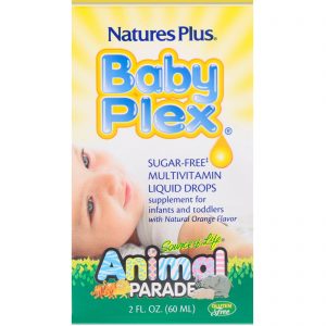 Comprar Nature's Plus, Source of Life, Animal Parade, Baby Plex, Gotas Líquidas de Multivitamínicos sem Açúcar, Sabor Natural de Laranja, 60 ml (2 fl oz)