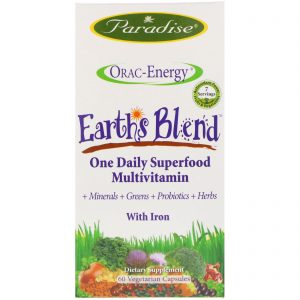 Comprar Paradise Herbs, ORAC-Energy, Earth's Blend ('Mistura da Terra'), um superalimento diário multivitamínico, com ferro, 60 cápsulas vegetais