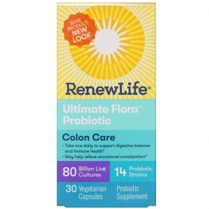 Comprar Renew Life, Cuidado do Cólon, Ultimate Flora Probiotic, 80 Bilhões de Culturas Vivas, 30 Cápsulas Vegetais