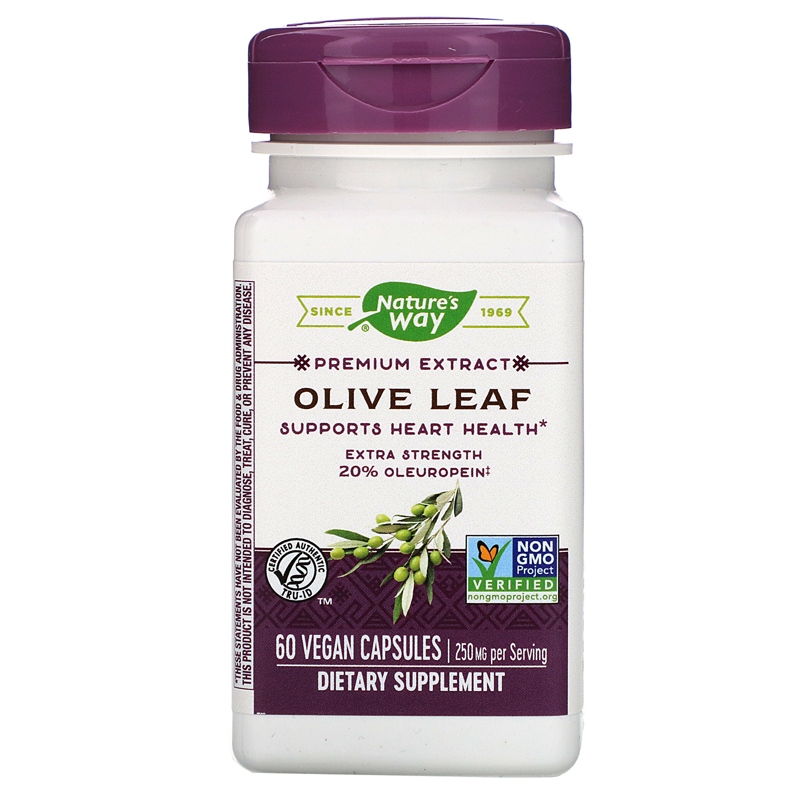 Comprar Nature's Way, Premium Extract, Olive Leaf, 250 mg, 60 Vegan Capsules