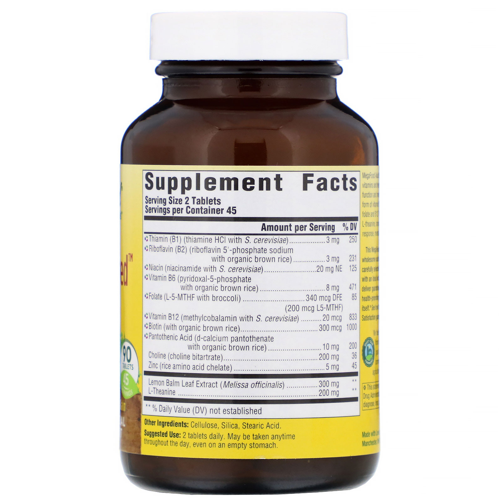 Comprar MegaFood, Adult B-Centered, 90 Comprimidos - Imagem 2