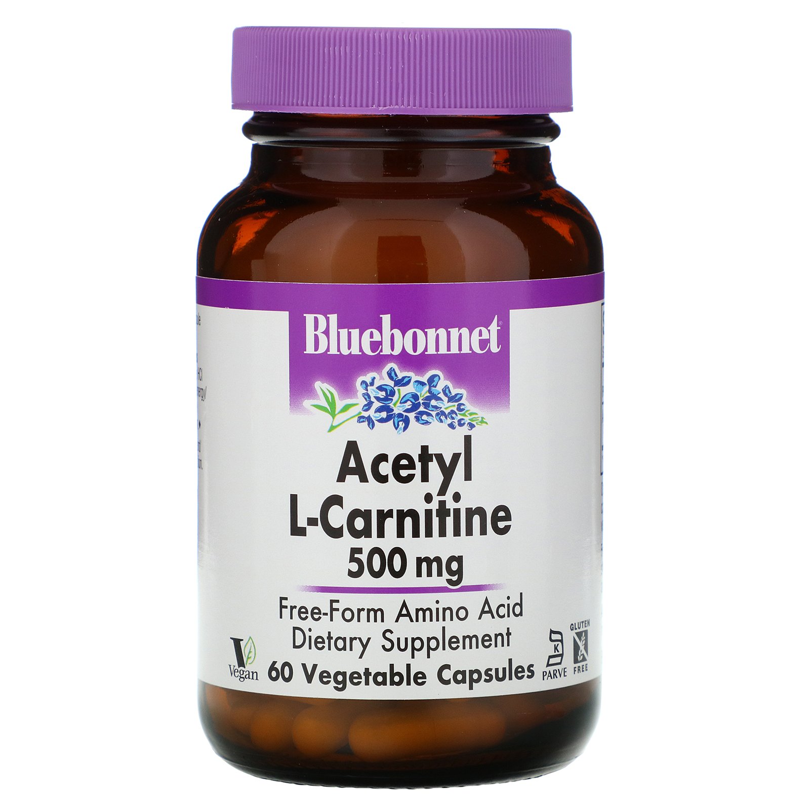 Comprar Bluebonnet Nutrition, Acetil L-Carnitina, 500 mg, 60 Cápsulas Vegetais