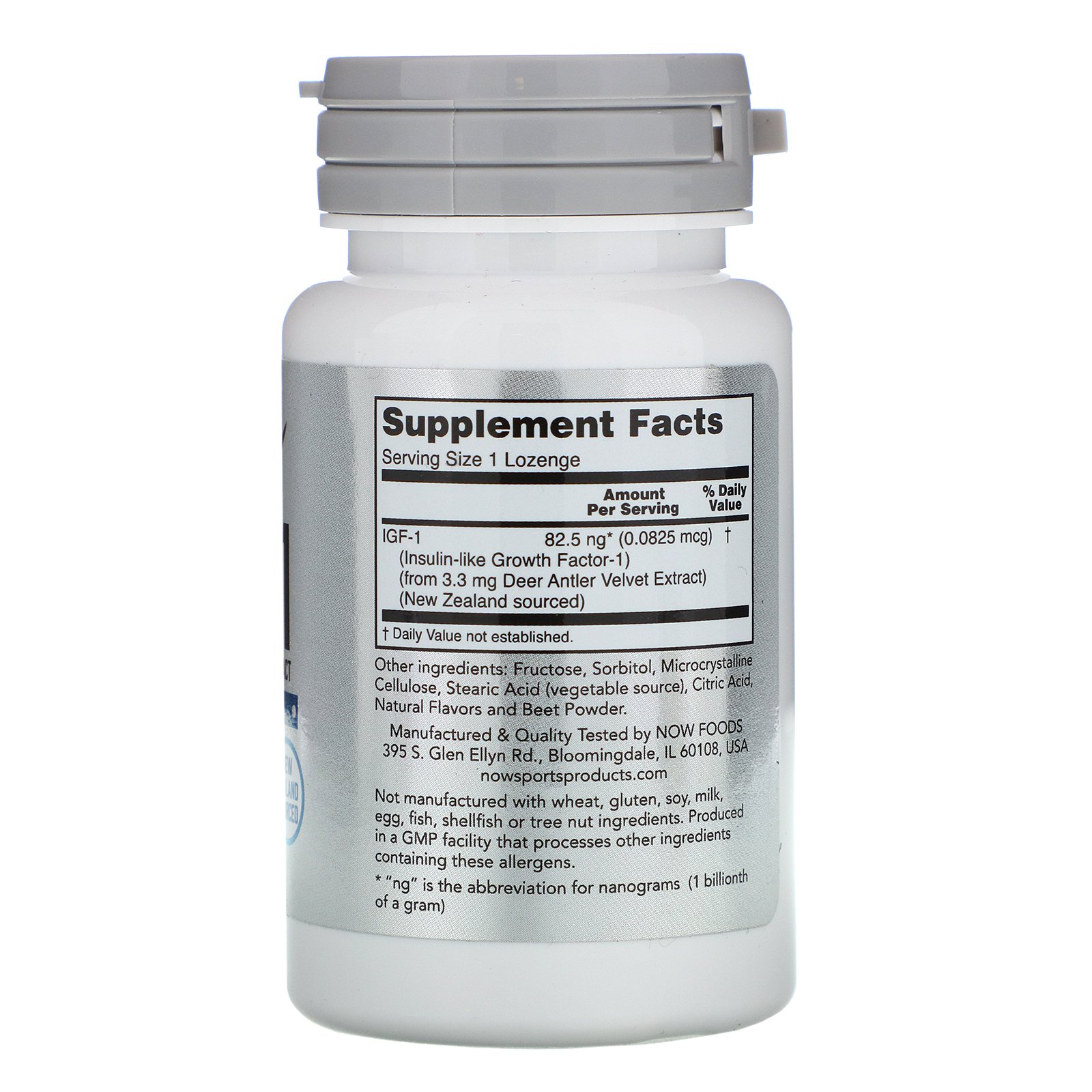 Comprar Now Foods, IGF-1, Deer Antler Velvet Extract, 30 Lozenges - Imagem 2