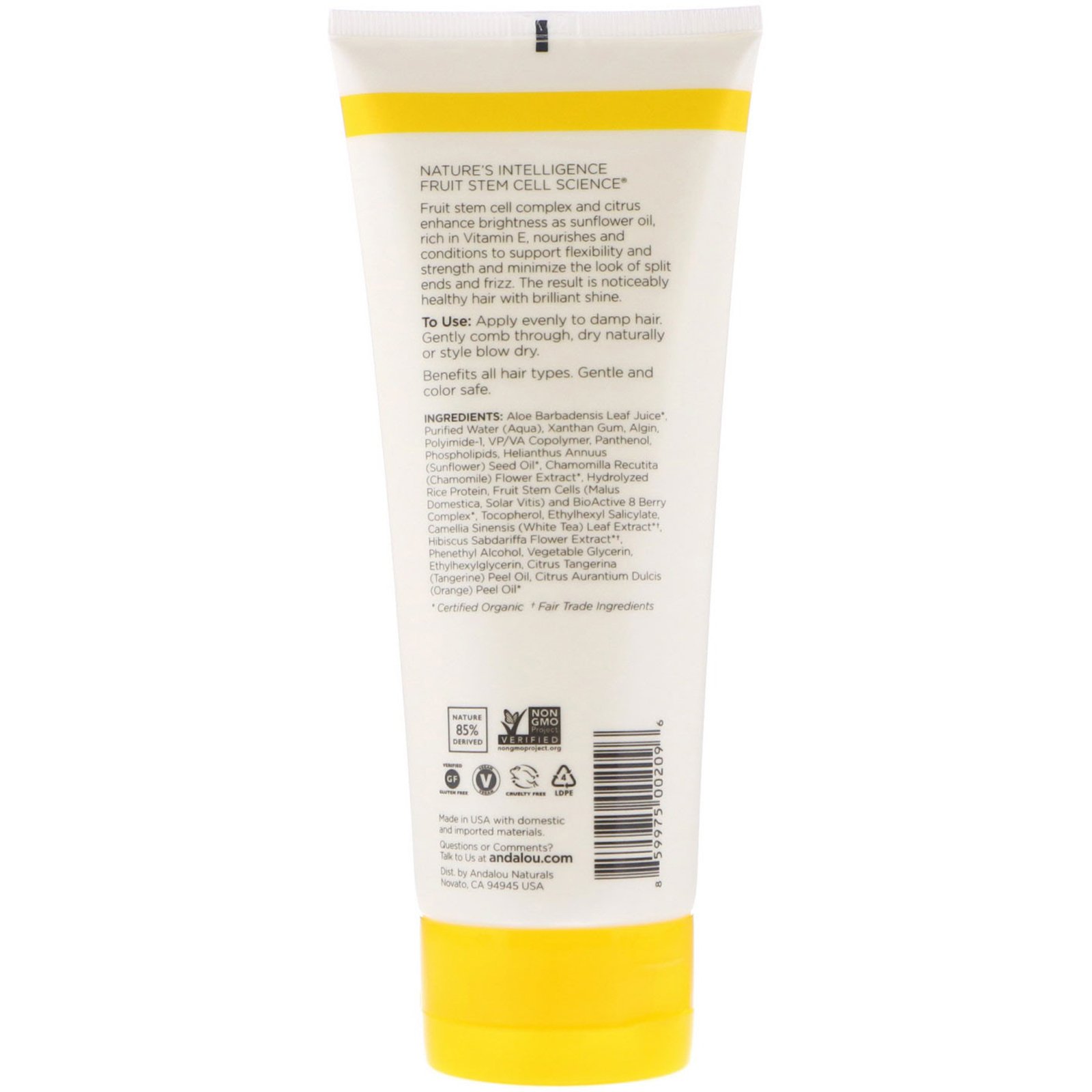 Comprar Andalou Naturals, Gel, Brilho Brilhante, Força Média, Girassol e Citrus, 6,8 fl oz (200 ml) - Imagem 2