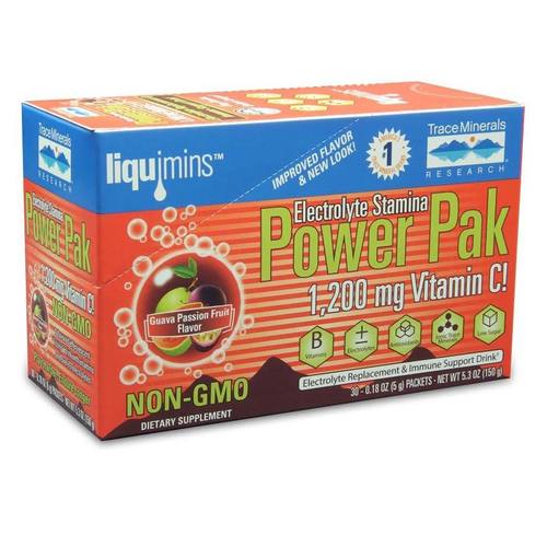Comprar Trace Minerals Research Electrolyte Stamina Power Pak, Fruta da paixão da goiaba - 30 pack