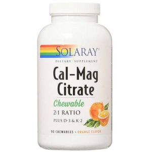 Comprar Solaray, Citrato de Cal-Mag, Laranja - 90 Pastilhas Mastigáveis