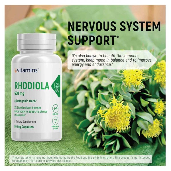 Comprar eVitamins Rhodiola - 500 mg - 60 Cápsulas Vegetarianas - Imagem 5