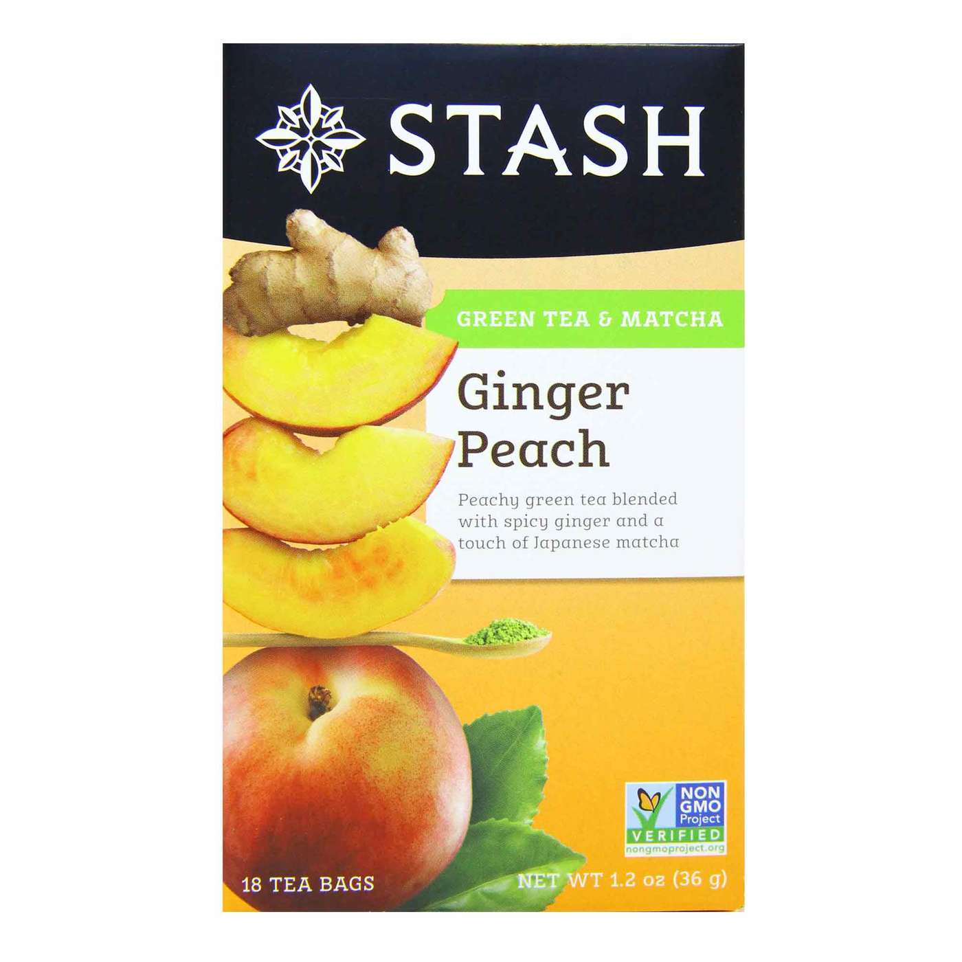 Comprar Stash Tea, Chá Verde Gengibre e Pêssego com Matcha - 18 Saquinhos de Chá